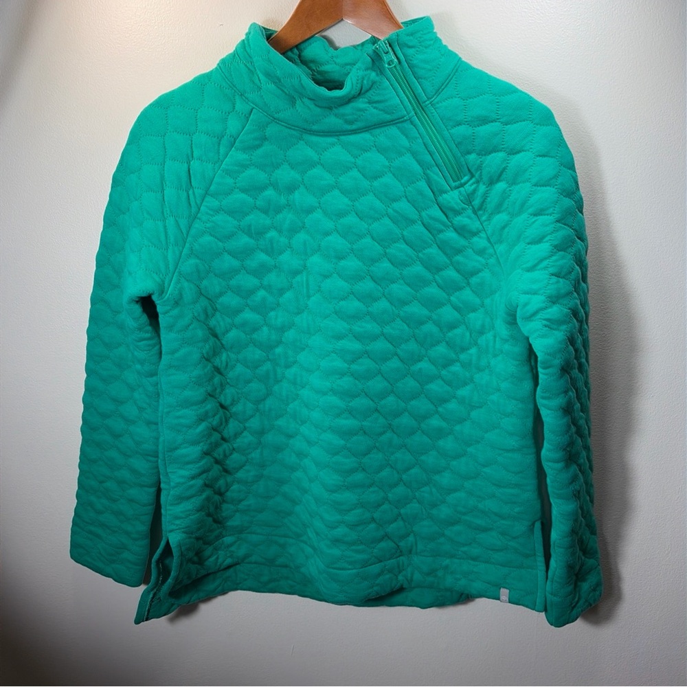Talbots Green Quilted Pullover Medium - image 1